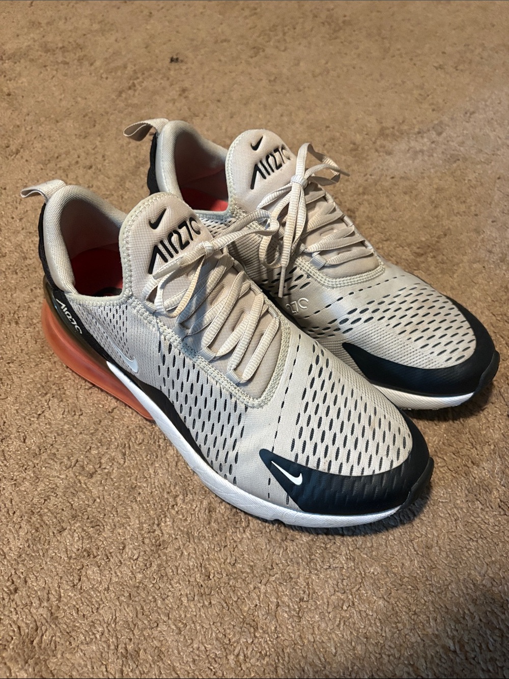 Nike Men’s Air Max 270 Sneakers - Beige, Black & Orange